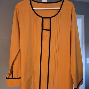 Elegant Orange Women's Top with Black Trim